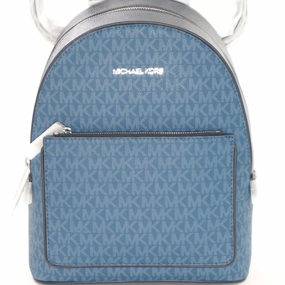 Michael Kors Medium Backpack Adina MK Leather Dark Chambray NWT$398.00